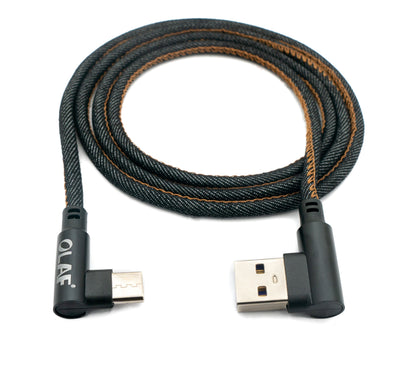 SYSTEM-S USB 3.1 cable 100cm Type C male to 3.0 Type A male braided angled black