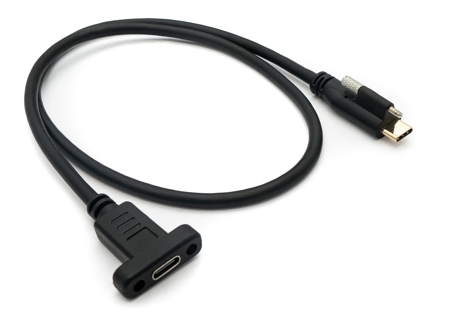 SYSTEM-S USB 3.1 Kabel 60 cm Typ C Stecker zu Buchse Schraube in Schwarz