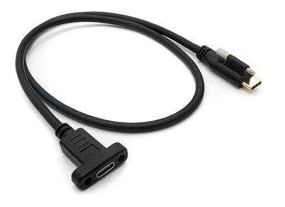 SYSTEM-S USB 3.1 Kabel 60 cm Typ C Stecker zu Buchse Schraube in Schwarz