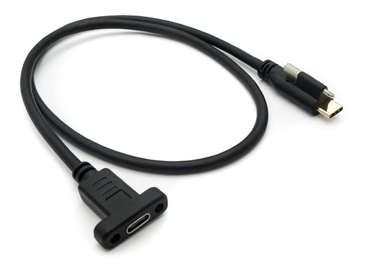 SYSTEM-S USB 3.1 Kabel 60 cm Typ C Stecker zu Buchse Schraube in Schwarz