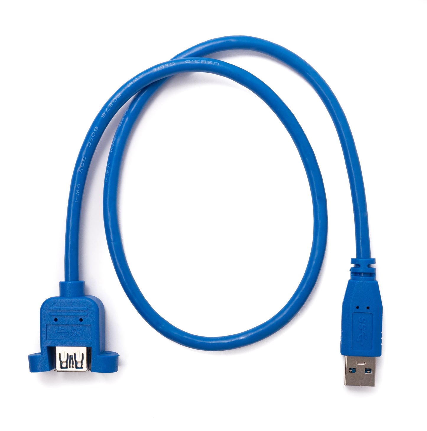 SYSTEM-S USB 3.0 Kabel 60 cm Typ A Stecker zu Buchse Schraube in Blau