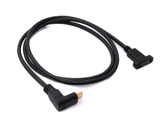 SYSTEM-S USB 3.1 Kabel 100 cm Typ C Stecker zu Buchse Schraube Winkel in Schwarz