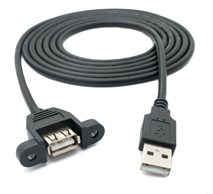 SYSTEM-S USB 2.0 cable 2 m Type A male to female screw in black