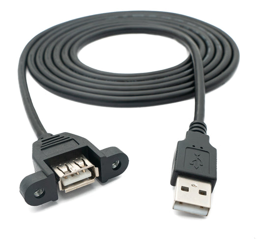 SYSTEM-S USB 2.0 cable 2 m Type A male to female screw in black