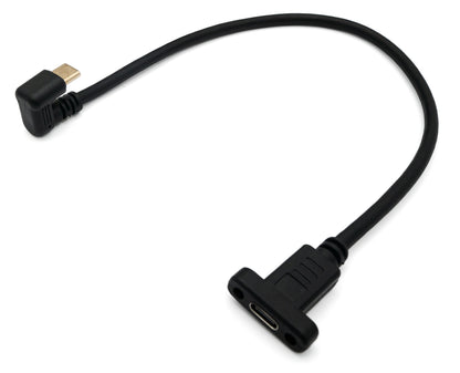 SYSTEM-S USB 3.1 U Turn 30 cm cable Type C male to female 360° angle screw black