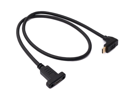 SYSTEM-S USB 3.1 Kabel 60 cm Typ C Stecker zu Buchse Schraube Winkel in Schwarz