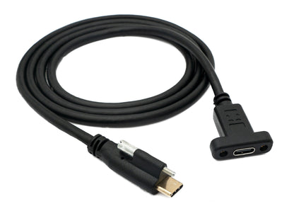 SYSTEM-S USB 3.1 Kabel 100 cm Typ C Stecker zu Buchse Schraube in Schwarz