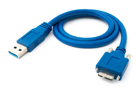 SYSTEM-S USB 3.0 Kabel 60 cm Micro B Stecker zu Typ A Stecker Schraube in Blau