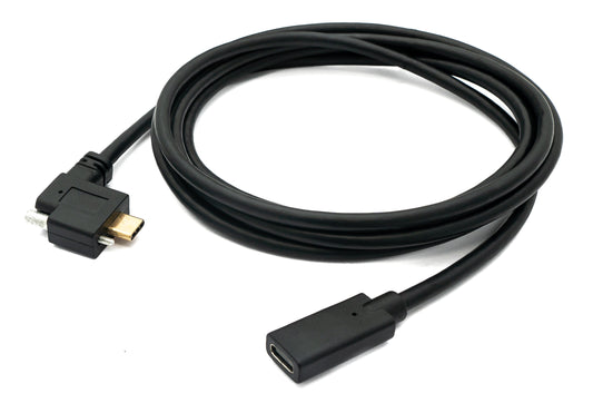 SYSTEM-S USB 3.1 cable 200 cm Type C male to female screw angle in black