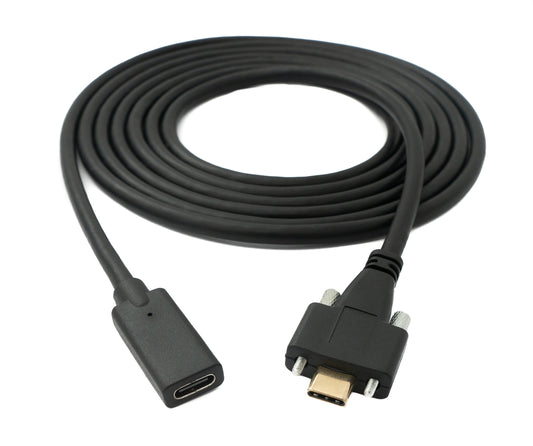 SYSTEM-S USB 3.1 Kabel 2 m Typ C Stecker zu Buchse Schraube in Schwarz