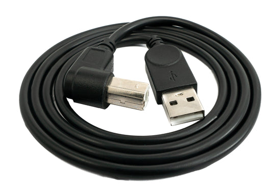 SYSTEM-S USB 2.0 Kabel 100 cm Typ B Stecker zu A Stecker Winkel in Schwarz