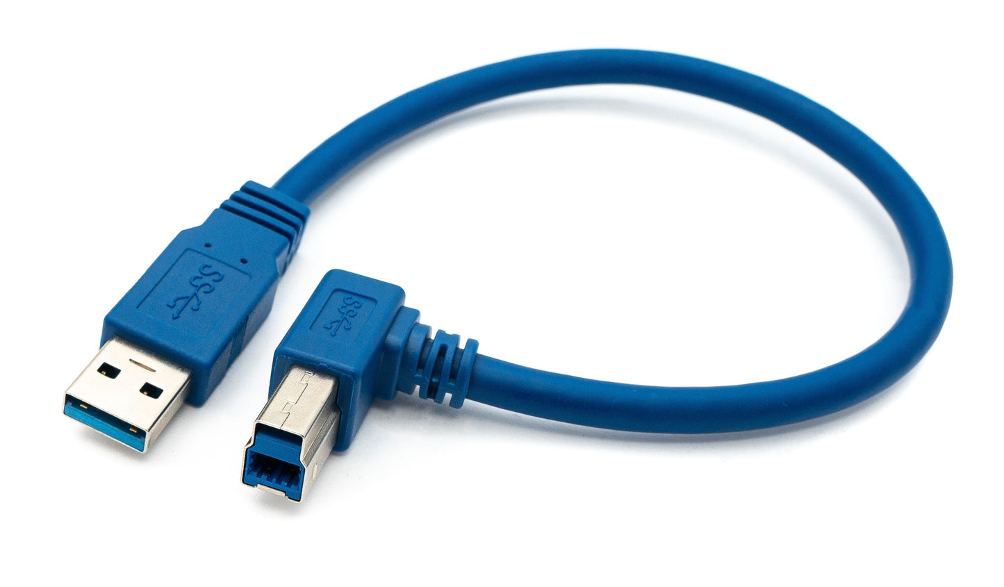 SYSTEM-S USB 3.0 cable 30 cm Type B male to Type A male angled in blue