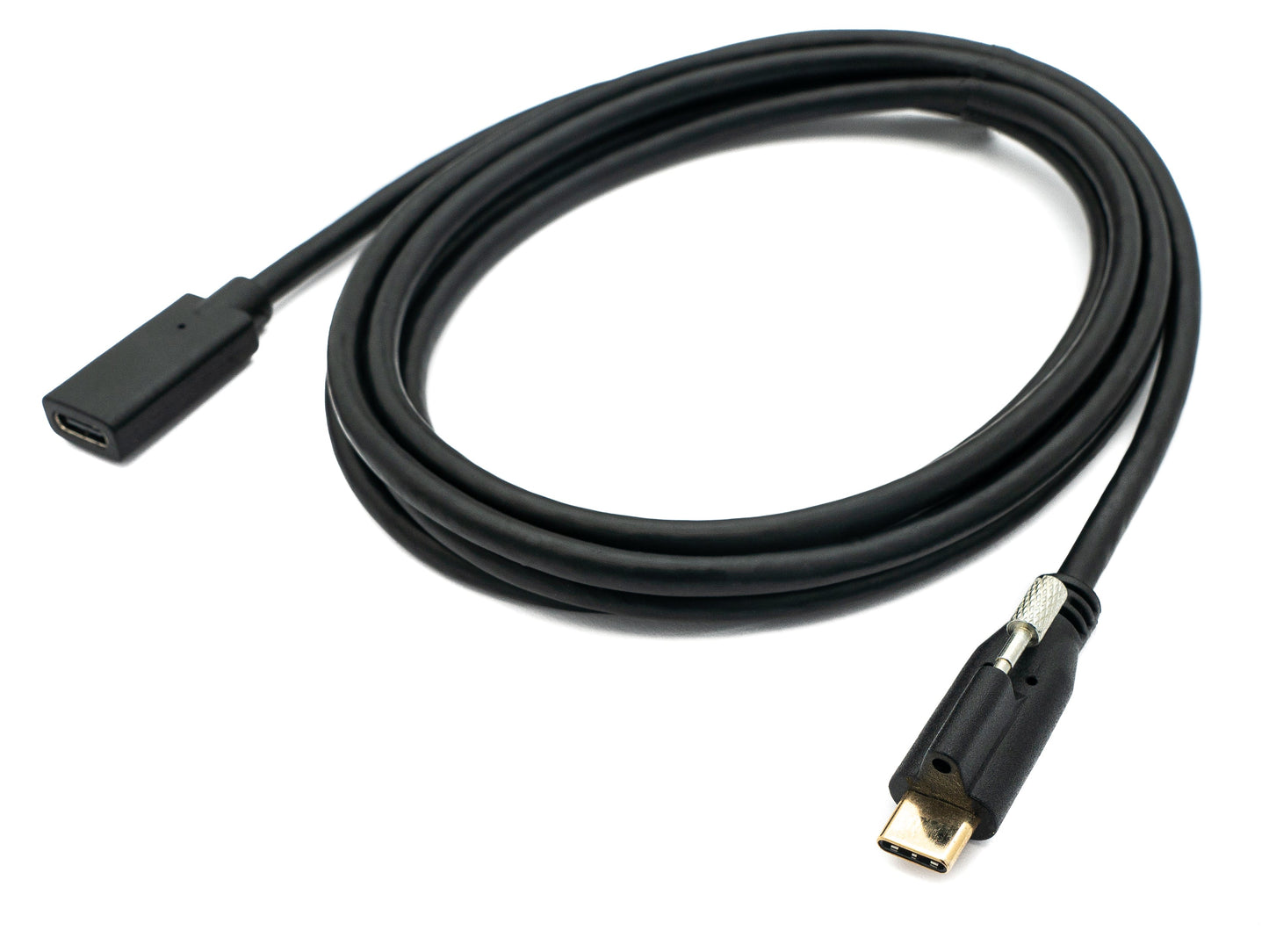 SYSTEM-S USB 3.1 Kabel 2 m Typ C Stecker zu Buchse Schraube in Schwarz