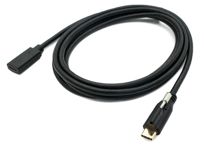 SYSTEM-S USB 3.1 Kabel 2 m Typ C Stecker zu Buchse Schraube in Schwarz