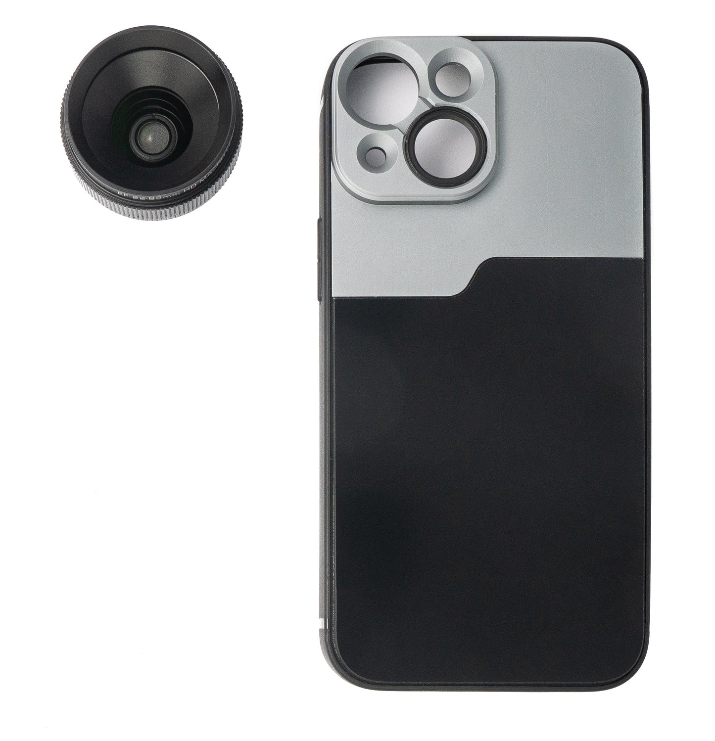 SYSTEM-S Makro Linse 1.1x bis 2.8x Filter mit Hülle in Schwarz für iPhone 13 Mini