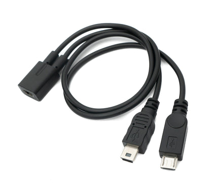 SYSTEM-S USB 2.0 cable 30cm Mini B female to male &amp; Micro B male in black