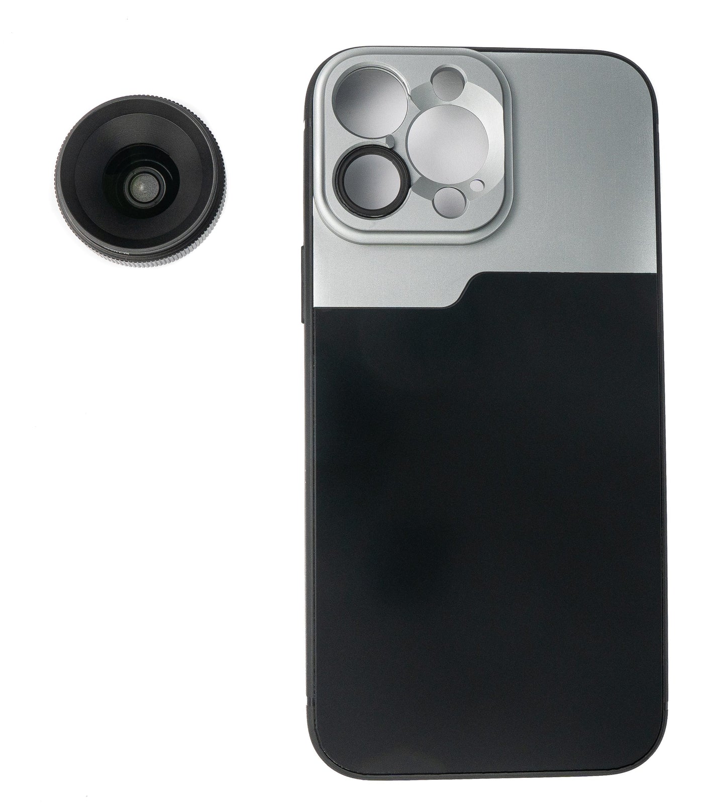 SYSTEM-S Makro Linse 1.1x bis 2.8x Filter mit Hülle in Schwarz für iPhone 13 Pro Max