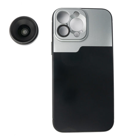 SYSTEM-S Makro Linse 1.1x bis 2.8x Filter mit Hülle in Schwarz für iPhone 13 Pro Max