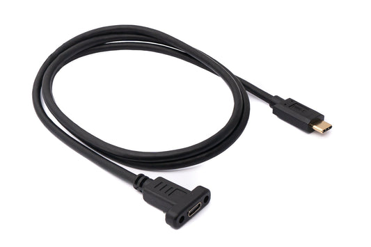 SYSTEM-S USB 3.1 Kabel 100 cm Typ C Stecker zu Buchse Schraube in Schwarz