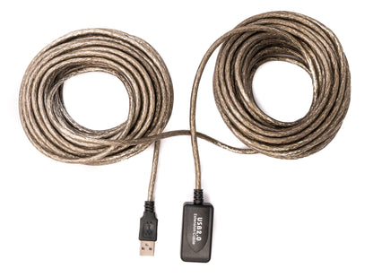 SYSTEM-S USB 2.0 cable 20 m Type A male to female cable in gray