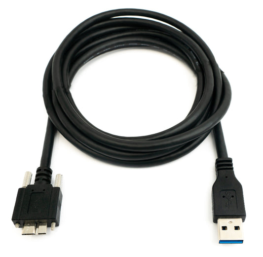 SYSTEM-S USB 3.0 Kabel 2 m Micro B Stecker zu Typ A Stecker Schraube in Schwarz