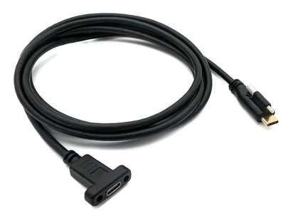 SYSTEM-S USB 3.1 Kabel 2 m Typ C Stecker zu Buchse Schraube in Schwarz