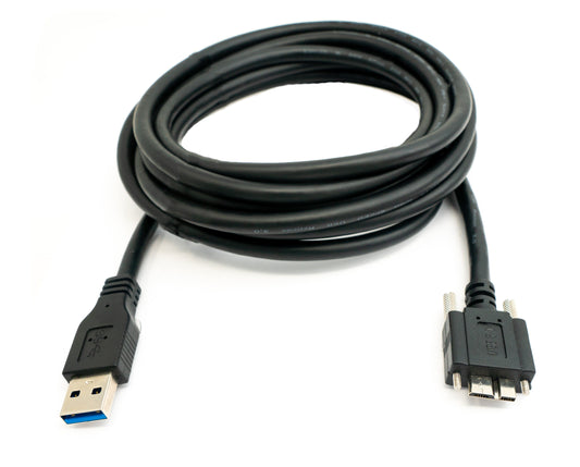 SYSTEM-S USB 3.0 Kabel 3 m Micro B Stecker zu Typ A Stecker Schraube in Schwarz