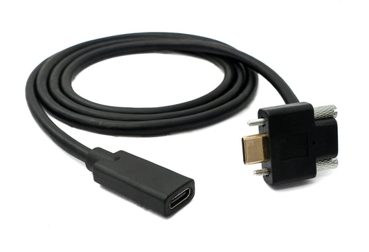 SYSTEM-S USB 3.1 Gen 2 100W Kabel 100 cm Typ C Stecker zu Buchse Schraube Winkel