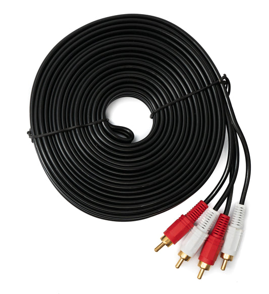 SYSTEM-S Cinch 2 RCA Kabel 10 m Stecker zu Stecker Stereo AV in Schwarz