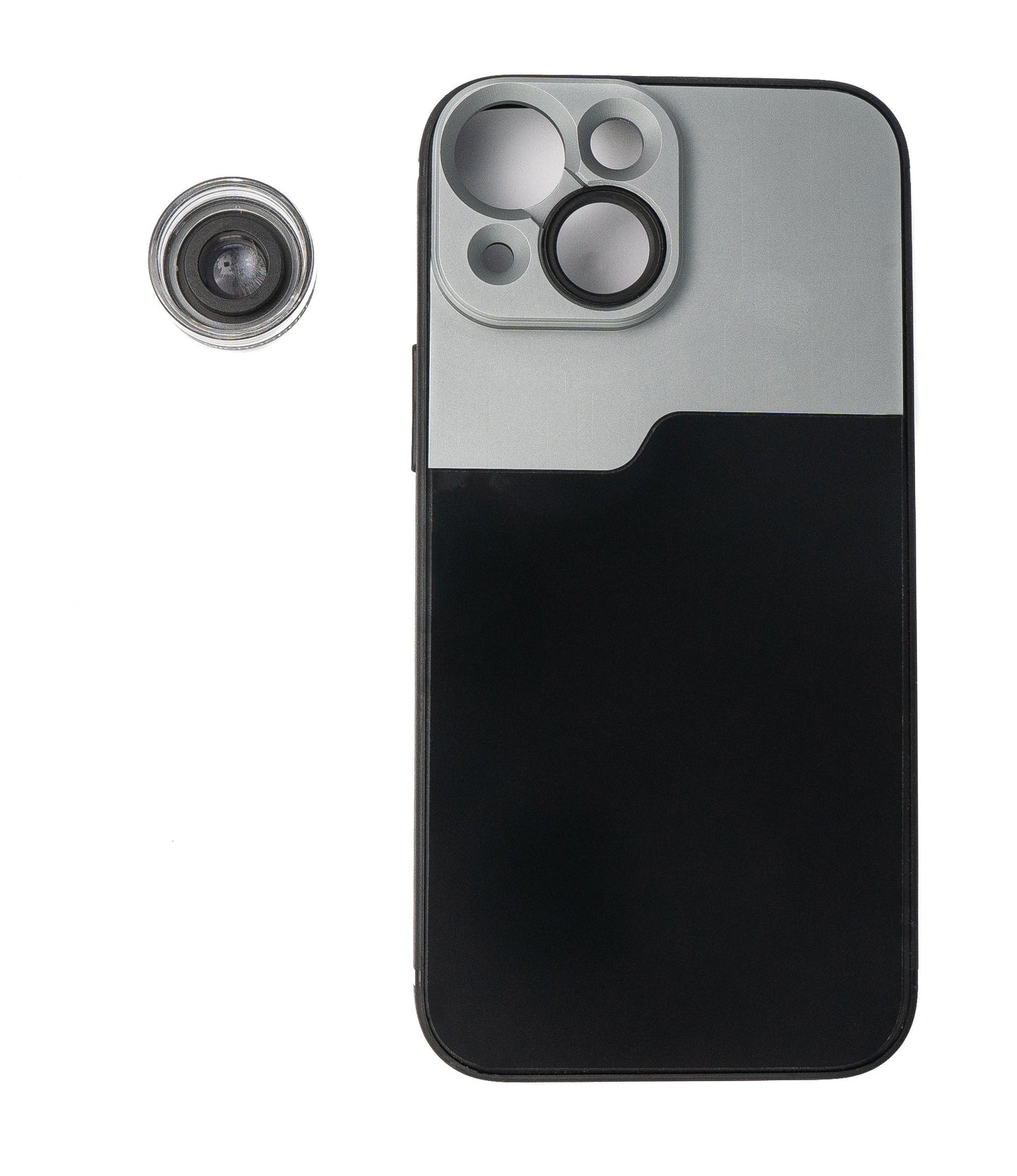 SYSTEM-S Makro Linse 30x Mikroskop Filter mit Hülle in Schwarz für iPhone 13 Mini