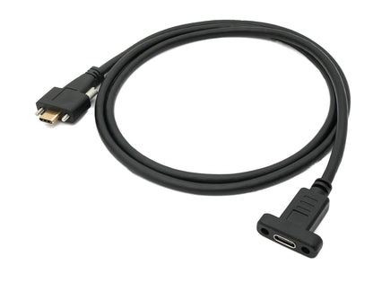 SYSTEM-S USB 3.1 Gen 2 Kabel 100 cm Typ C Stecker zu Buchse Schraube in Schwarz