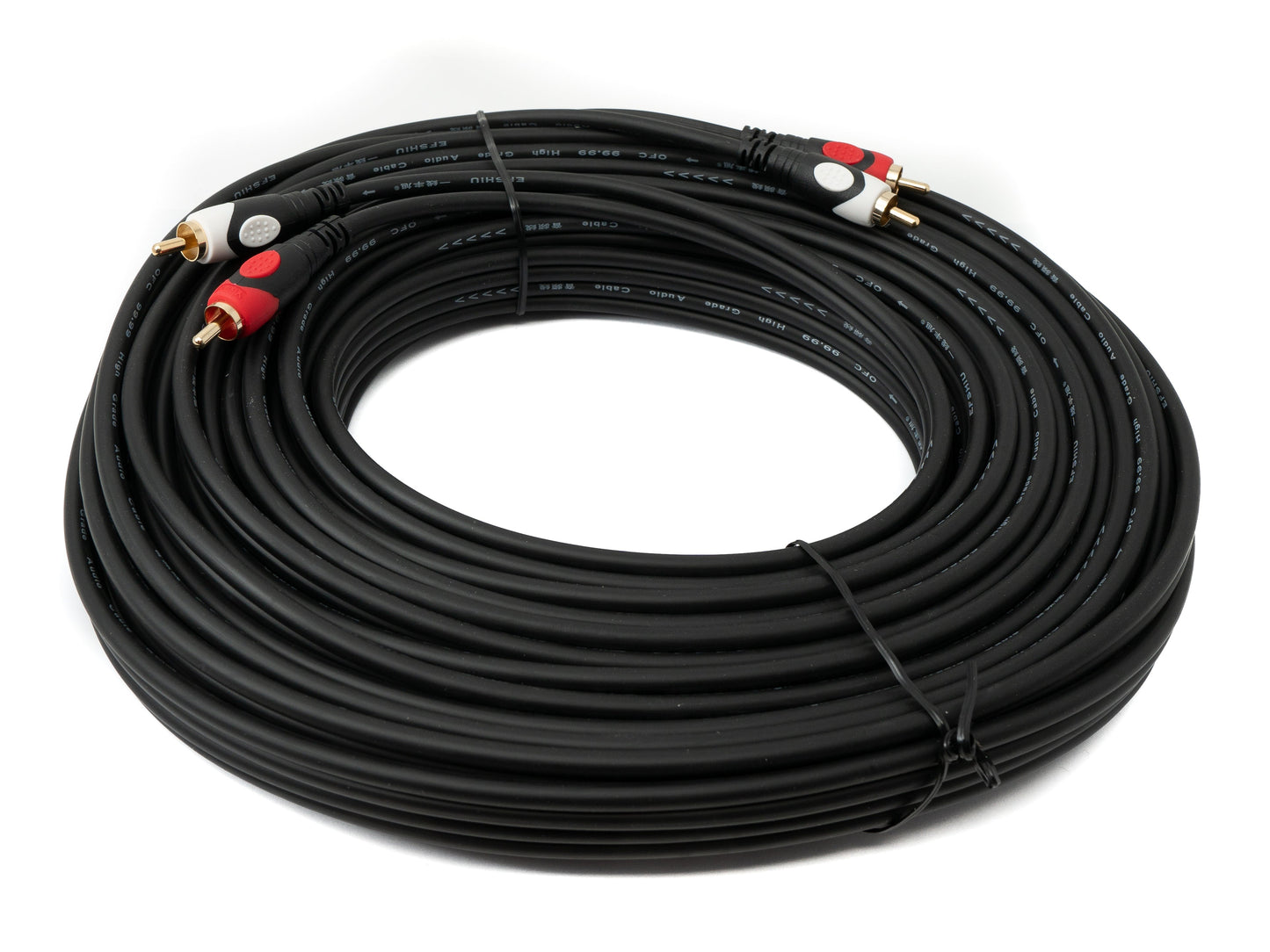 SYSTEM-S Cinch 2 RCA Kabel 20 m Stecker zu Stecker Stereo AV in Schwarz