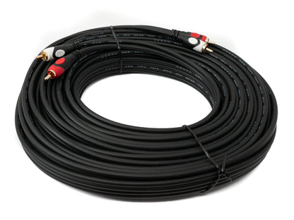 SYSTEM-S Cinch 2 RCA Kabel 20 m Stecker zu Stecker Stereo AV in Schwarz