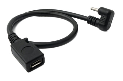 SYSTEM-S USB 3.1 cable 30 cm Type C male to 2.0 Micro B female 180° angle in black
