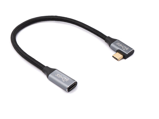 SYSTEM-S USB 3.1 Gen 2 Kabel 25 cm Typ C Stecker zu Buchse geflochten Winkel