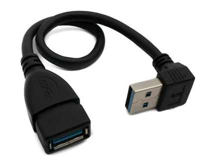 SYSTEM-S USB 3.0 cable 20 cm Type A male to female angled in black