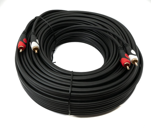 SYSTEM-S Cinch 2 RCA Kabel 30 m Stecker zu Stecker Stereo AV in Schwarz