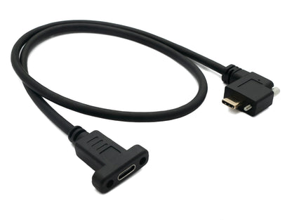 SYSTEM-S USB 3.1 Kabel 60 cm Typ C Stecker zu Buchse Schraube Winkel in Schwarz