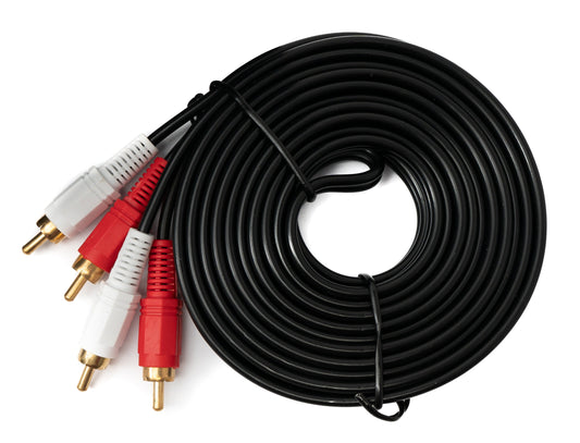SYSTEM-S Cinch 2 RCA Kabel 5 m Stecker zu Stecker Stereo AV in Schwarz