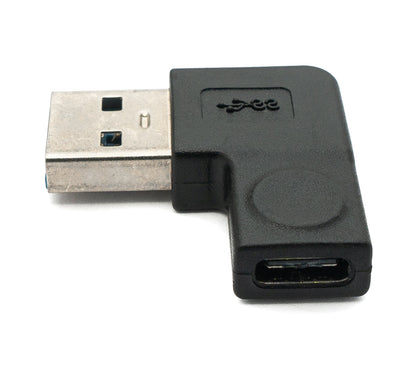 SYSTEM-S USB 3.1 adapter type C female to 3.0 type A male angled cable in black