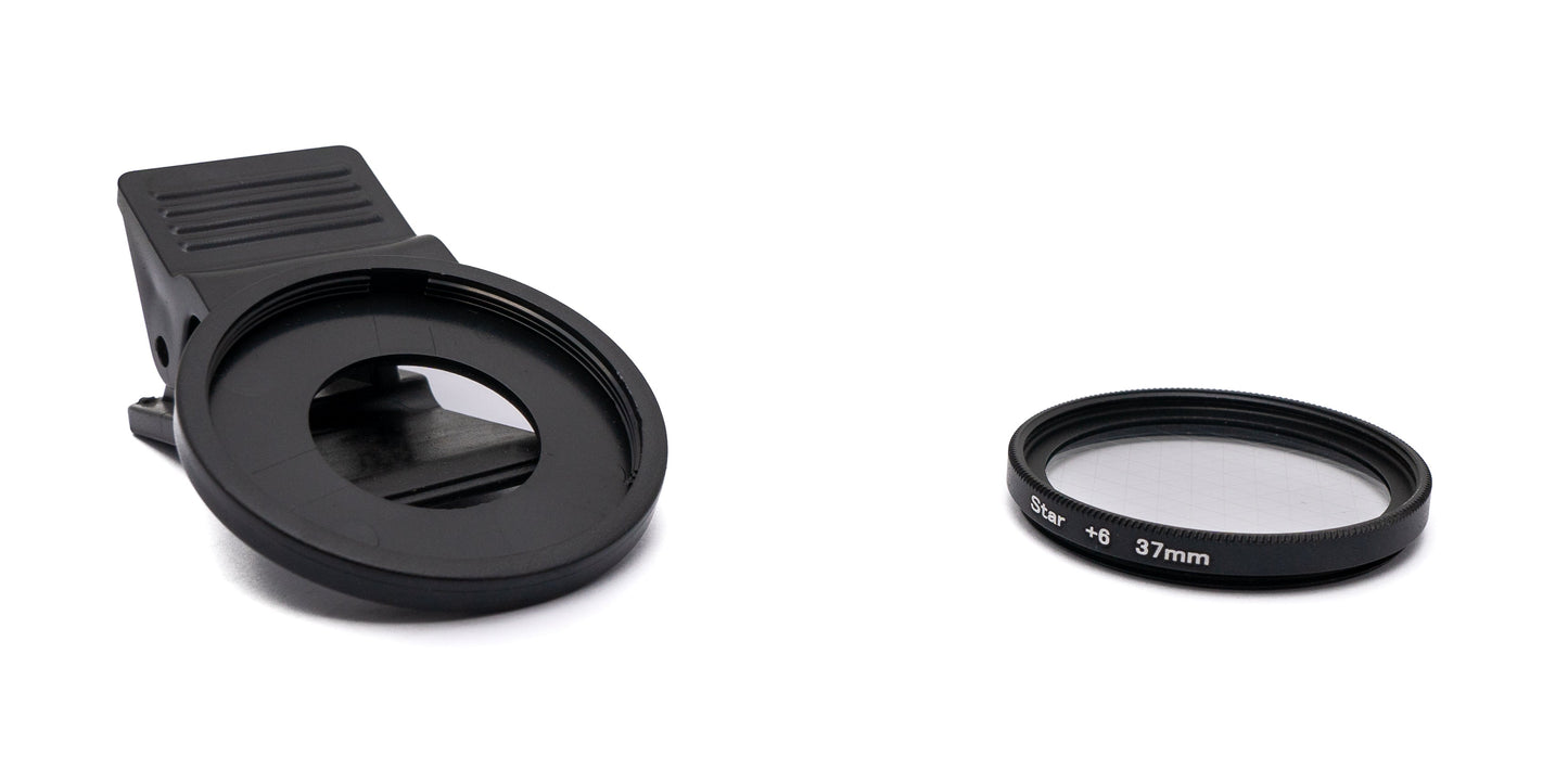 SYSTEM-S Stern Filter 6 Punkt 37 mm Star Light Linse mit Clip für Smartphones in Schwarz