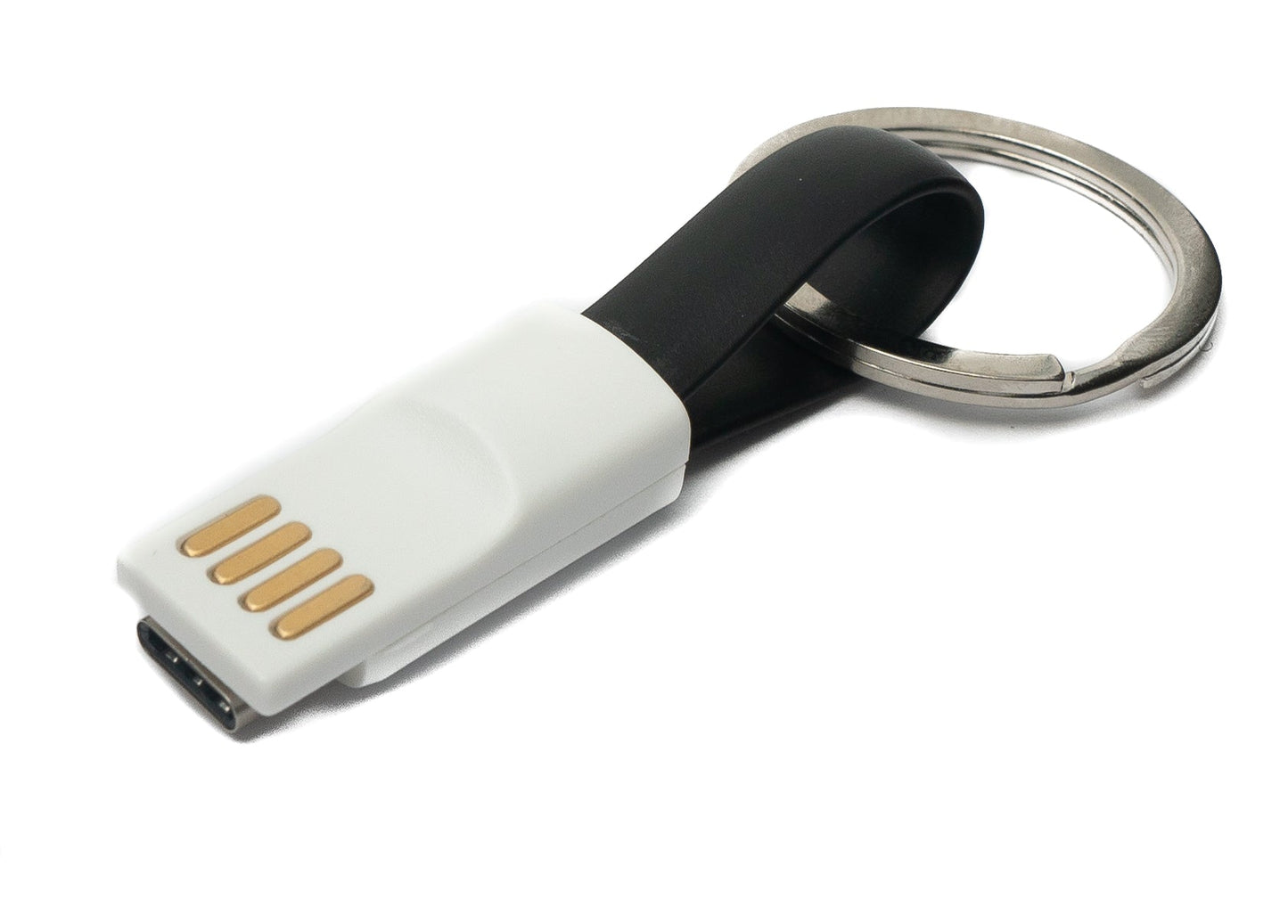 SYSTEM-S USB 3.1 Schlüssel Anhänger Kabel 10cm Typ C Stecker zu 2.0 Typ A Stecker Schwarz