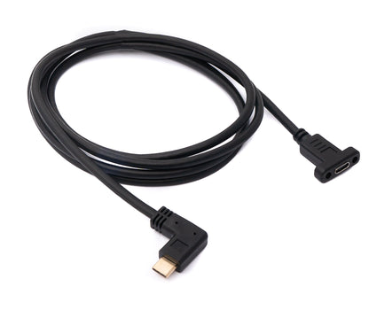 SYSTEM-S USB 3.1 cable 180 cm Type C male to female screw angle in black