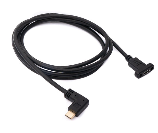 SYSTEM-S USB 3.1 cable 180 cm Type C male to female screw angle in black