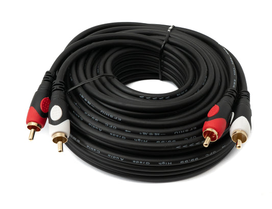 SYSTEM-S Cinch 2 RCA Kabel 10 m Stecker zu Stecker Stereo AV in Schwarz
