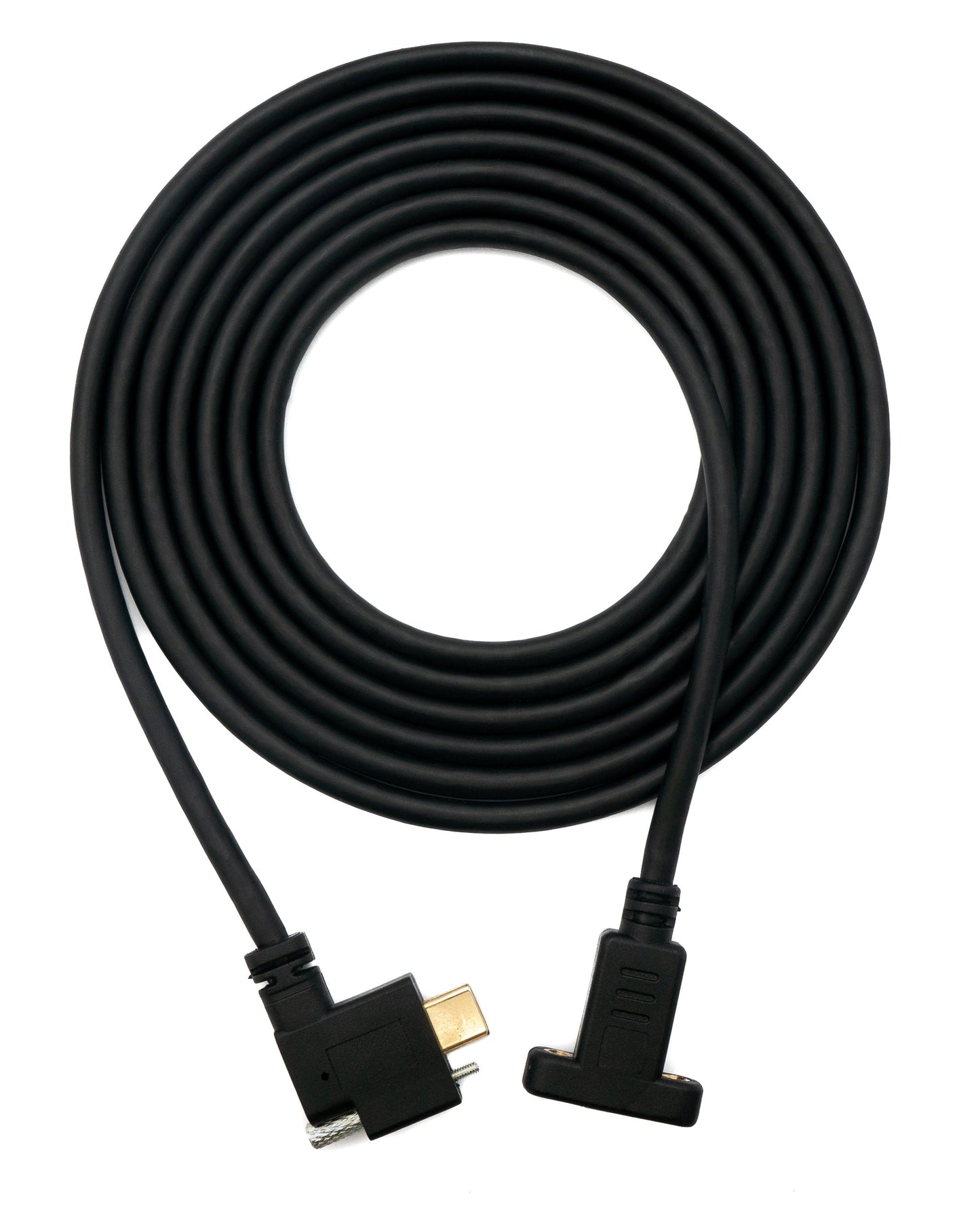 SYSTEM-S USB 3.1 Kabel 2 m Typ C Stecker zu Buchse Schraube Winkel in Schwarz