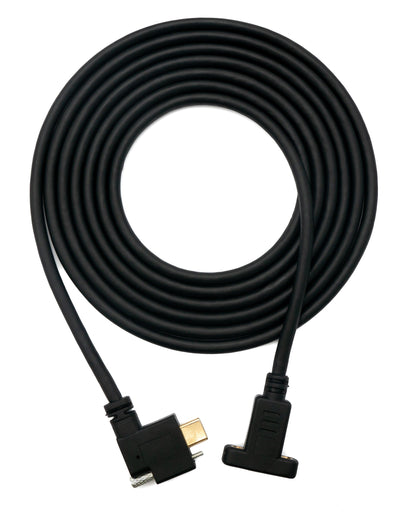 SYSTEM-S USB 3.1 Kabel 2 m Typ C Stecker zu Buchse Schraube Winkel in Schwarz