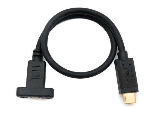 SYSTEM-S USB 3.1 cable 30 cm Type C male to female screw adapter in black