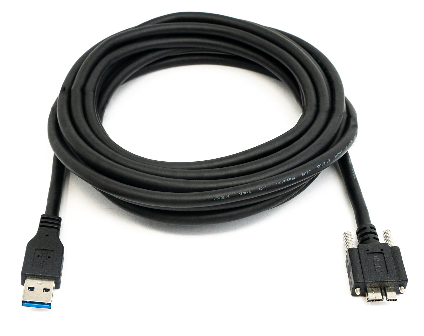 SYSTEM-S USB 3.0 Kabel 5 m Micro B Stecker zu Typ A Stecker Schraube in Schwarz
