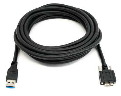 SYSTEM-S USB 3.0 Kabel 5 m Micro B Stecker zu Typ A Stecker Schraube in Schwarz